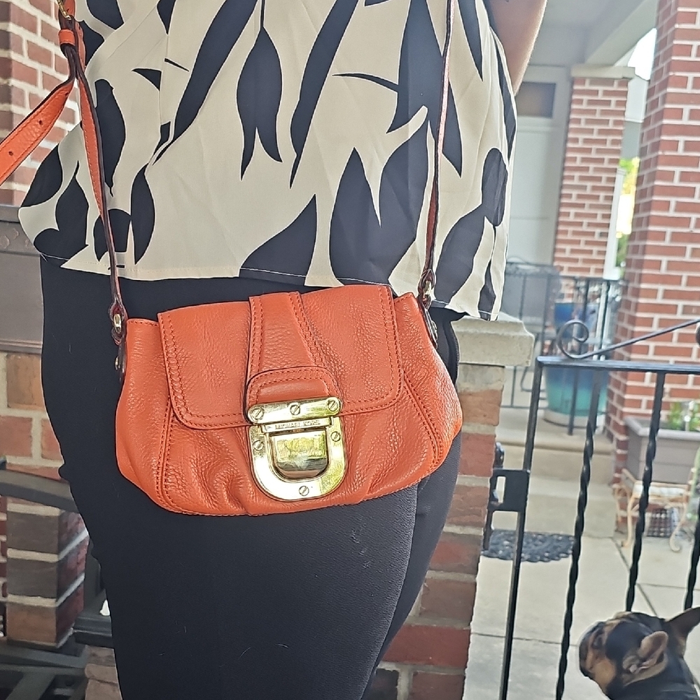 Orange Leather Crossbody Bag